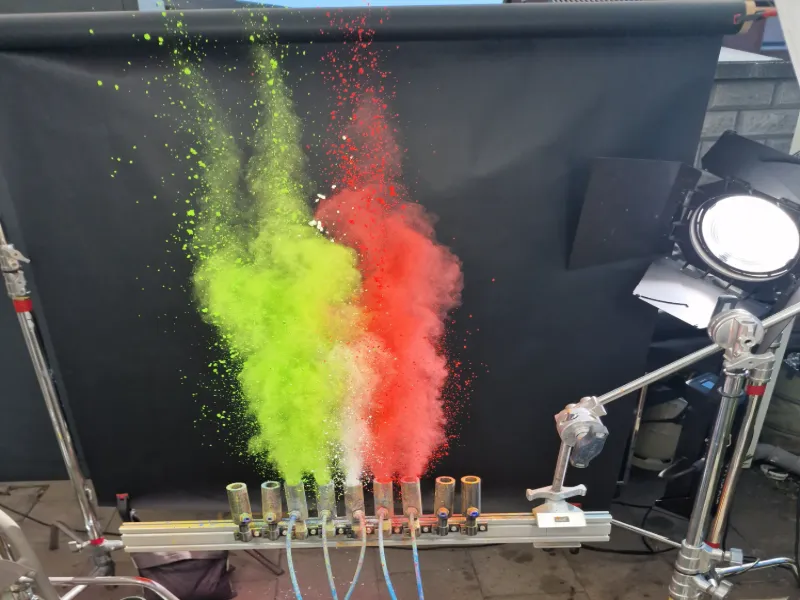 Air water and motion control rig setup for tabletop cinematography