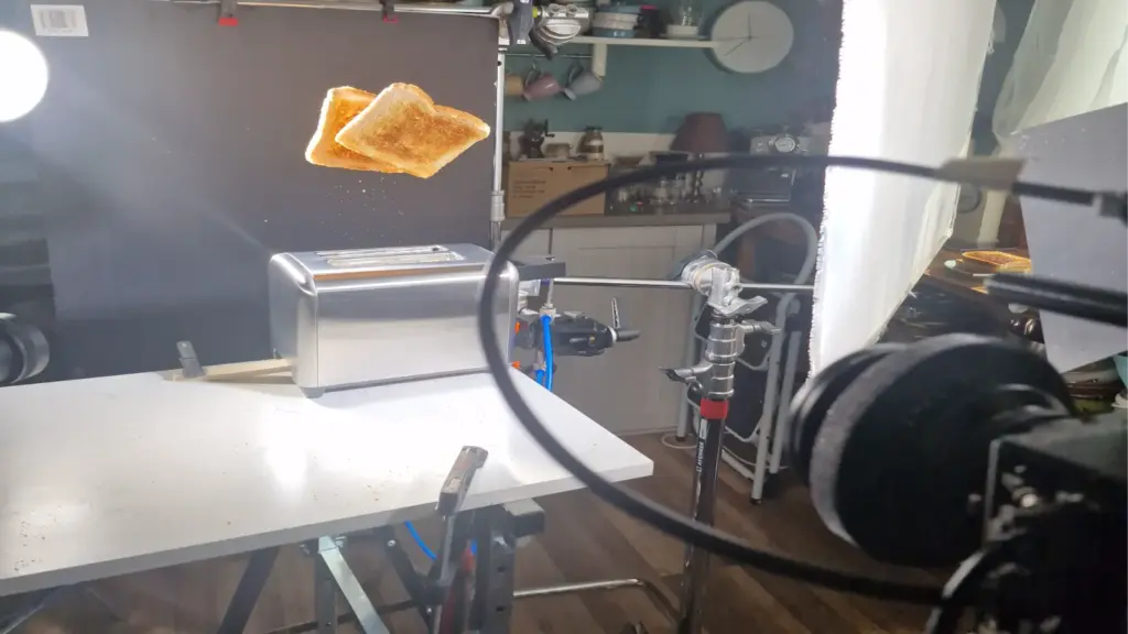 Behind the scenes tabletop rigging course setup for slow-motion food and beverage visuals