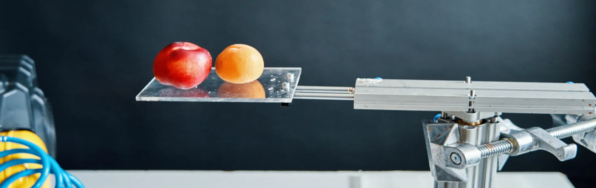 pneumatic slide drop rig for tabletop food video