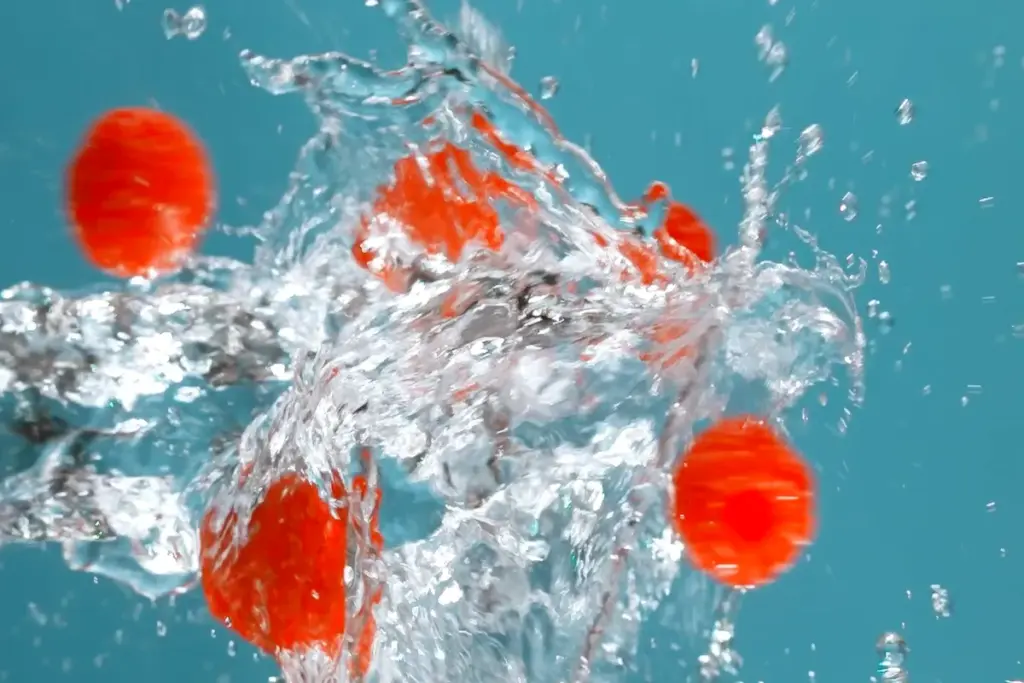 controlled beverage splash created with pneumatic syringe splash rig