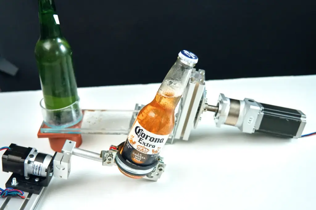 motorized pouring rig for tabletop liquid shots